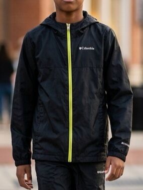 Columbia Kids Windy Explorer Jacket with Hood‎ Black Size L